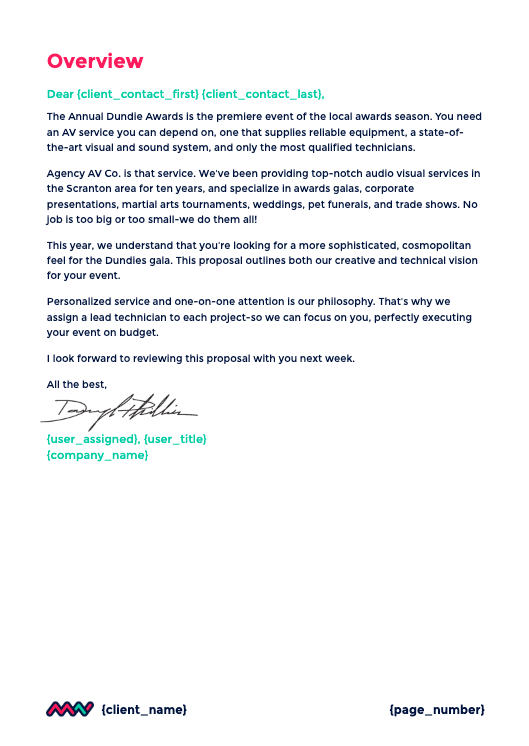 Audio Visual Proposal Template